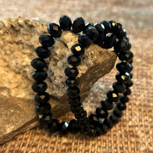 Set of Black Bracelets Stretchy 2 included - Picture 2 of 8